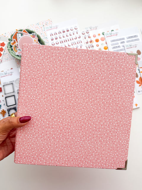 Chipboard album 6x8 Wide Spine Coral Dots
